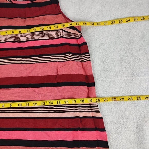 Ann Taylor LOFT Sleeveless Lightweight Striped Pink Red Shift Dress. Size MP - Picture 4 of 8